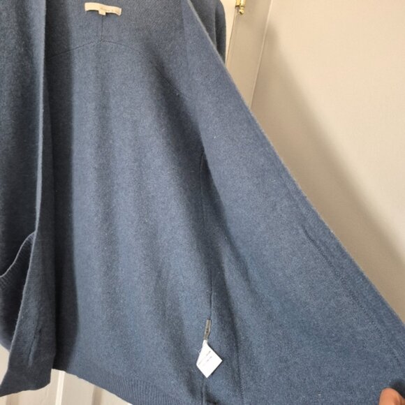 Monk & Lou Slate Blue Open Front Lambswool Angora Cardigan Sweater Sz XS - Picture 5 of 13
